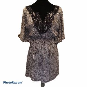 My Michelle black & white flutter sleeve dress